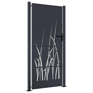 Vidaxl poort 100x175 cm met grasontwerp staal antracietkleurig
