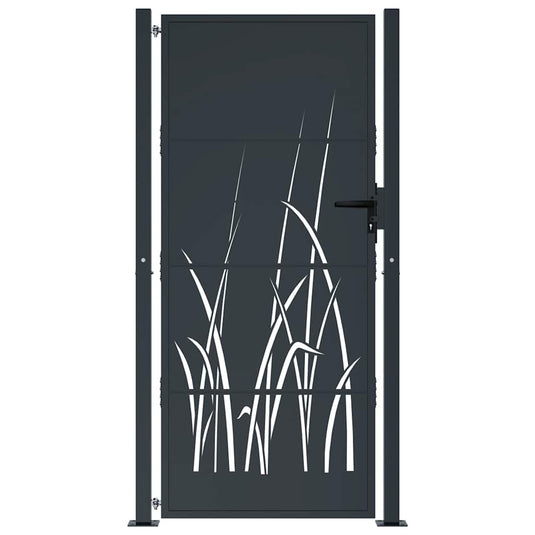 Vidaxl poort 100x175 cm met grasontwerp staal antracietkleurig