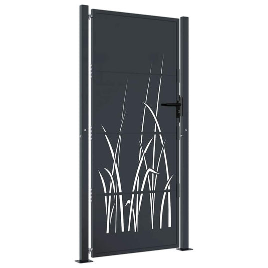 Vidaxl poort 105x205 cm met grasontwerp staal antracietkleurig