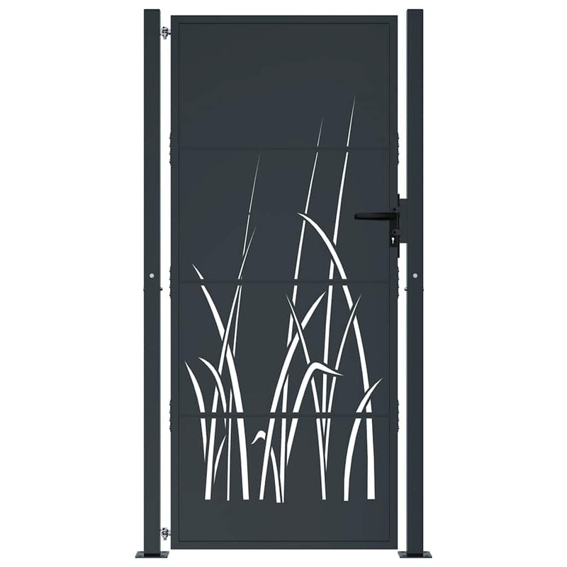 Load image into Gallery viewer, Vidaxl poort 105x205 cm met grasontwerp staal antracietkleurig
