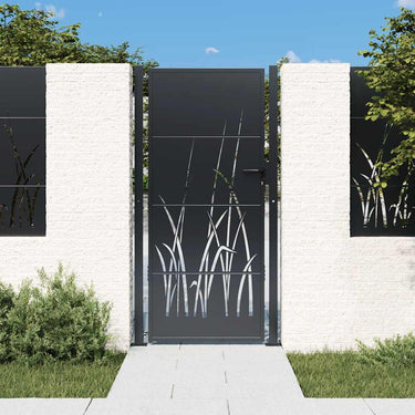 Vidaxl poort 100x200 cm met grasontwerp staal antracietkleurig