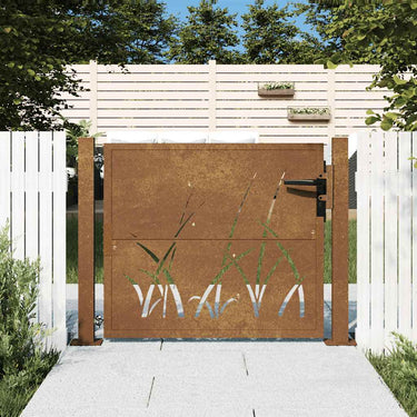 Vidaxl poort grasontwerp 100x75 cm cortenstaal