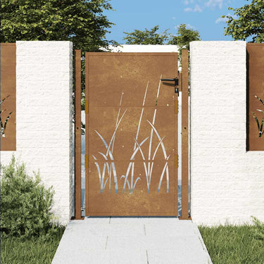 Vidaxl poort grasontwerp 100x125 cm cortenstaal