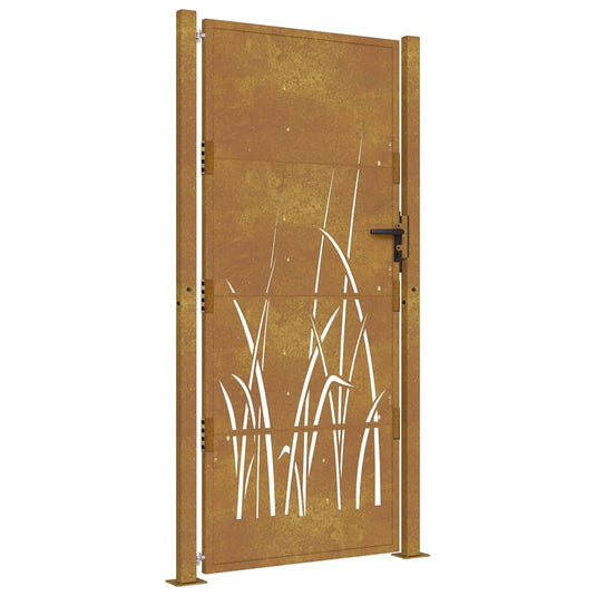 Vidaxl poort grasontwerp 100x175 cm cortenstaal