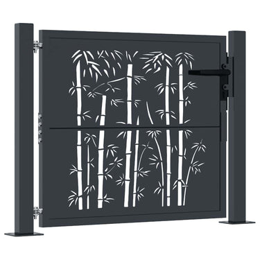 Vidaxl poort met bamboe-ontwerp 100x100 cm staal antracietkleurig