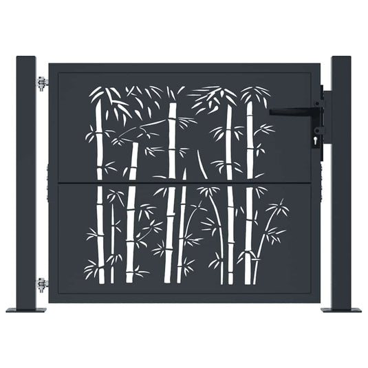 Vidaxl poort met bamboe-ontwerp 100x100 cm staal antracietkleurig