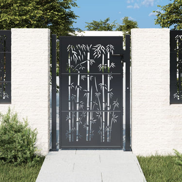 Vidaxl poort met bamboe-ontwerp 100x125 cm staal antracietkleurig