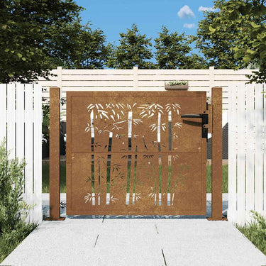 Vidaxl poort met bamboe-ontwerp 100x75 cm cortenstaal