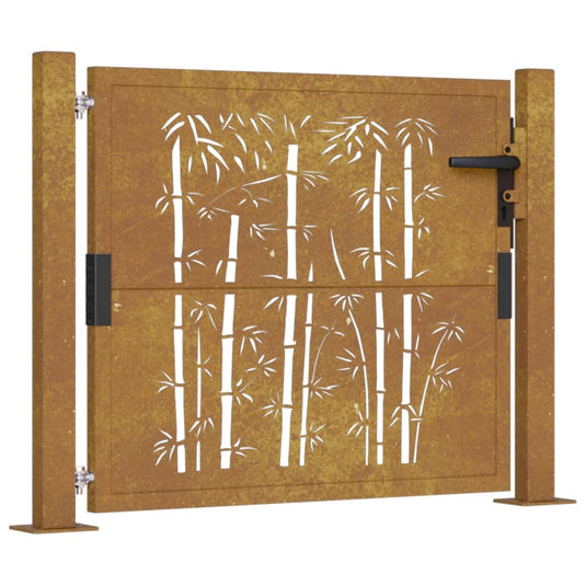 Vidaxl poort met bamboe-ontwerp 105x105 cm cortenstaal