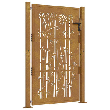 Vidaxl poort met bamboe-ontwerp 100x125 cm cortenstaal