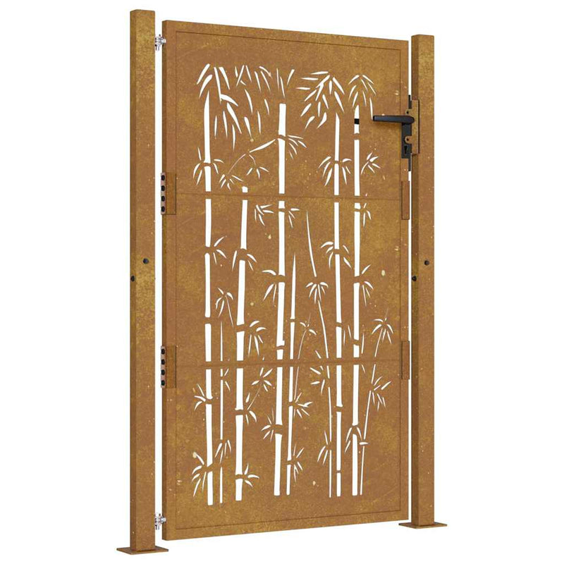 Load image into Gallery viewer, Vidaxl poort met bamboe-ontwerp 105x130 cm cortenstaal
