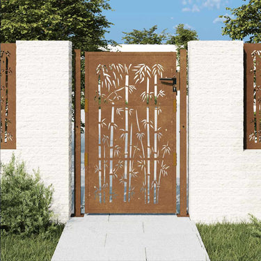 Vidaxl poort met bamboe-ontwerp 100x125 cm cortenstaal
