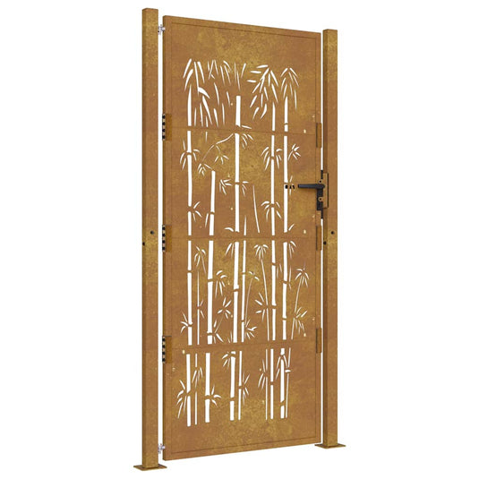 Vidaxl poort met bamboe-ontwerp 100x200 cm cortenstaal