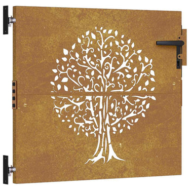 Vidaxl poort 85x100 cm boomontwerp cortenstaal