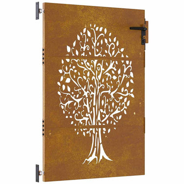 Vidaxl poort 85x125 cm boomontwerp cortenstaal