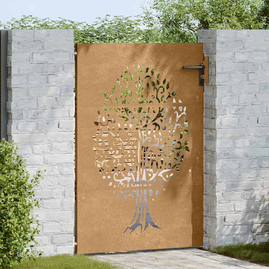 Vidaxl poort 85x150 cm boomontwerp cortenstaal