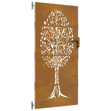 Vidaxl poort 85x200 cm boomontwerp cortenstaal