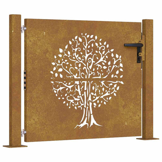 Vidaxl poort 100x75 cm boomontwerp cortenstaal