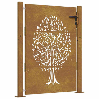Vidaxl poort 100x125 cm boomontwerp cortenstaal