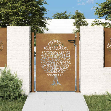 Vidaxl poort 100x150 cm boomontwerp cortenstaal