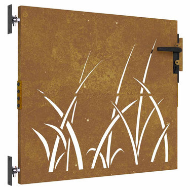 Vidaxl poort 85x75 cm grasontwerp cortenstaal