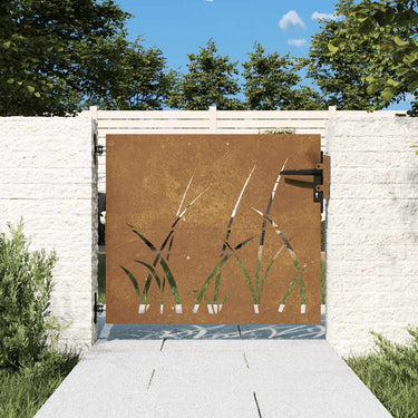 Vidaxl poort 85x75 cm grasontwerp cortenstaal