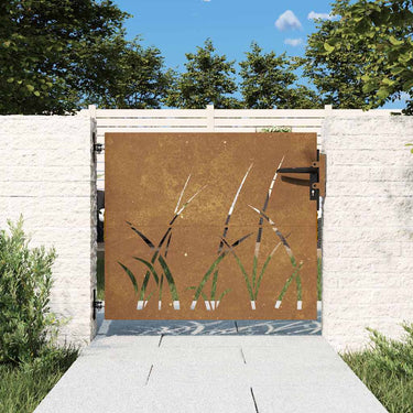 Vidaxl poort 85x100 cm grasontwerp cortenstaal