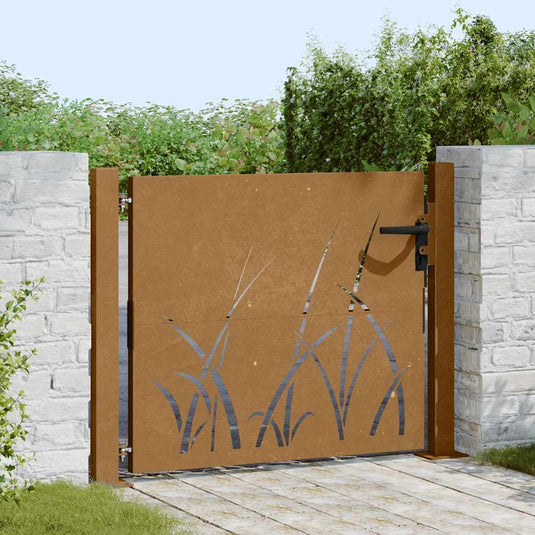 Vidaxl poort 105x105 cm grasontwerp cortenstaal
