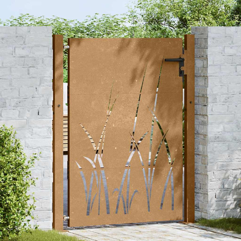 Load image into Gallery viewer, Vidaxl poort 100x125 cm grasontwerp cortenstaal
