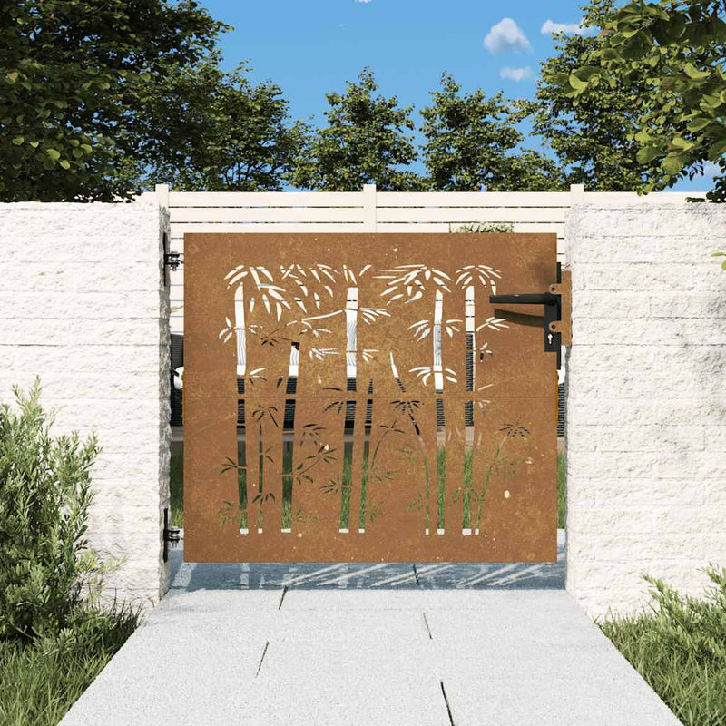 Load image into Gallery viewer, Vidaxl poort 85x75 cm bamboe-ontwerp cortenstaal
