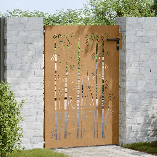 Vidaxl poort 85x125 cm bamboe-ontwerp cortenstaal