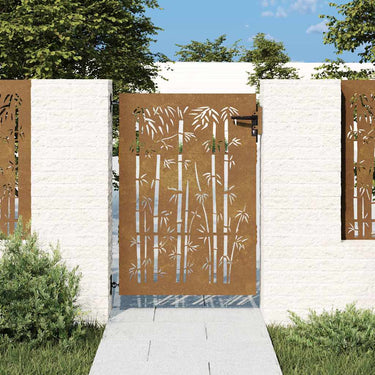 Vidaxl poort 85x125 cm bamboe-ontwerp cortenstaal