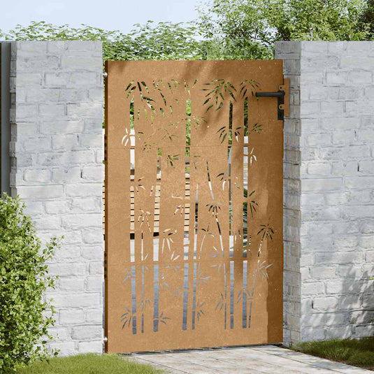 Vidaxl poort 85x150 cm bamboe-ontwerp cortenstaal