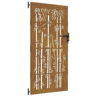 Vidaxl poort 85x200 cm bamboe-ontwerp cortenstaal