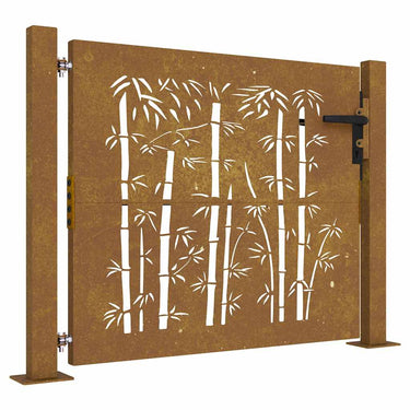 Vidaxl poort 100x75 cm bamboe-ontwerp cortenstaal
