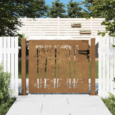 Vidaxl poort 100x100 cm bamboe-ontwerp cortenstaal
