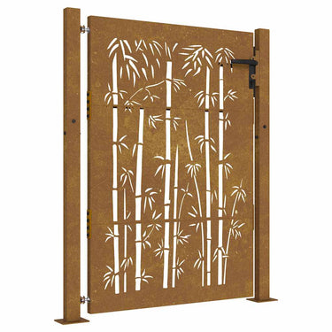 Vidaxl poort 100x125 cm bamboe-ontwerp cortenstaal