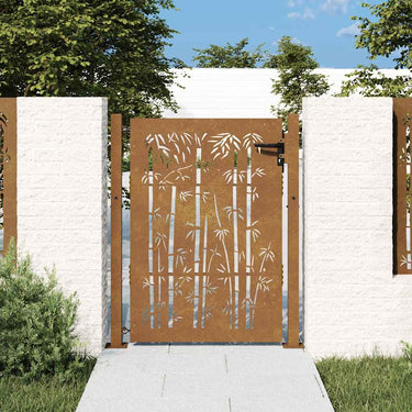 Vidaxl poort 100x125 cm bamboe-ontwerp cortenstaal