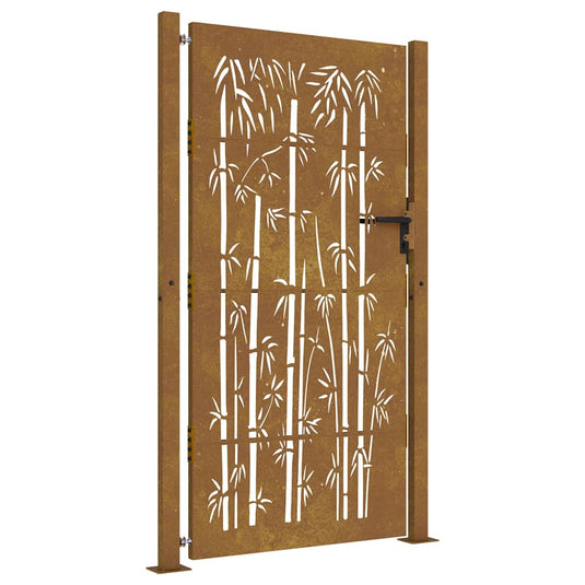 Vidaxl poort 100x200 cm bamboe-ontwerp cortenstaal