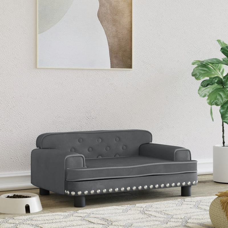 Load image into Gallery viewer, Vidaxl hondenmand 70x45x30 cm fluweel donkergrijs
