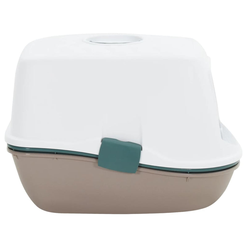 Load image into Gallery viewer, VidaXL Kattenbak met deksel 58,5x39,5x43 cm polypropeen wit en bruin
