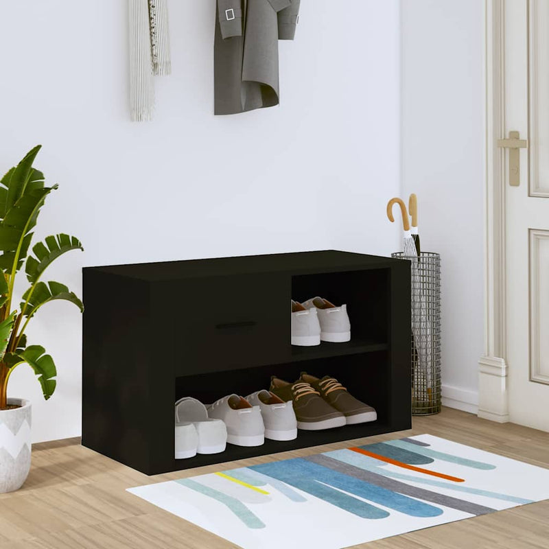 Load image into Gallery viewer, Vidaxl schoenenkast 80x35x45 cm bewerkt hout zwart
