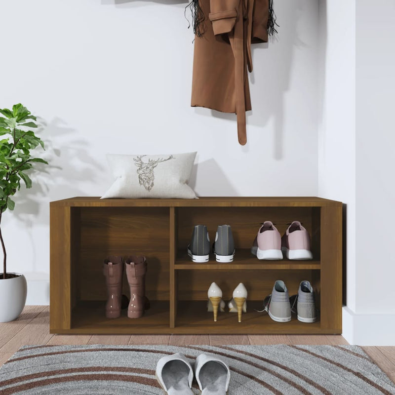 Load image into Gallery viewer, Vidaxl schoenenkast 100x35x45 cm bewerkt hout bruin eikenkleur
