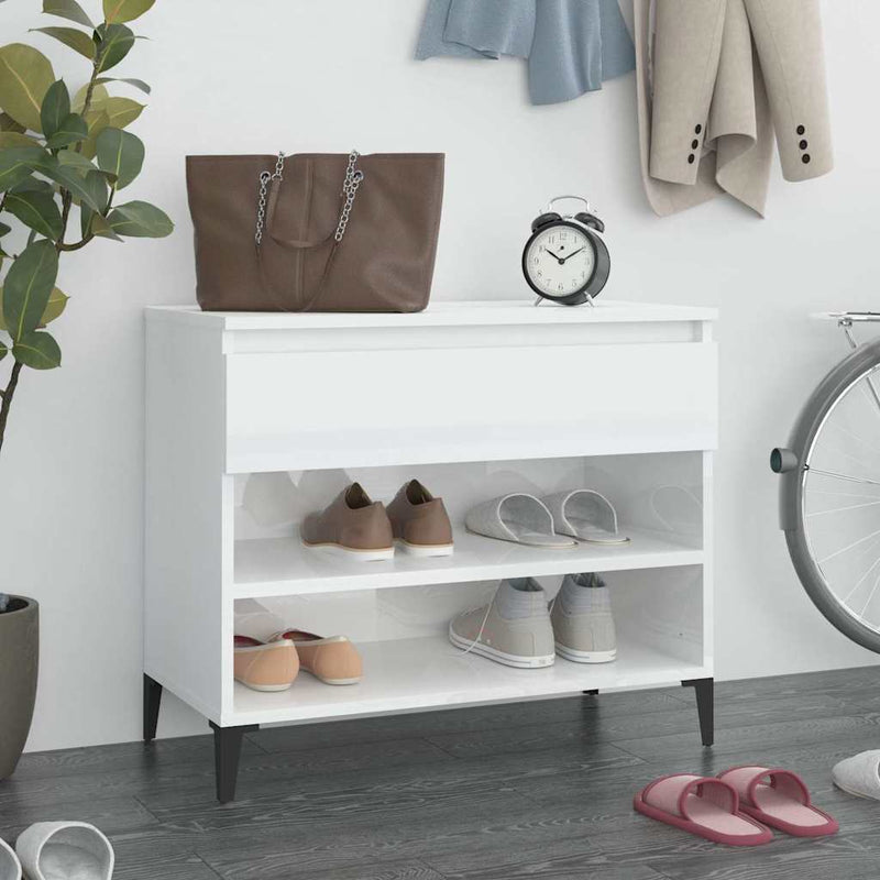 Load image into Gallery viewer, Vidaxl schoenenkast 70x36x60 cm bewerkt hout hoogglans wit
