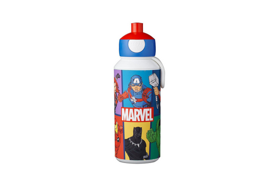Mepal pop-up drinkfles campus - 400 ml - sluit goed af - drinkbeker voor kinderen - avengers