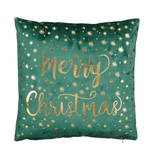 Overige merken kussen merry christmas 40x40x10 cm groen