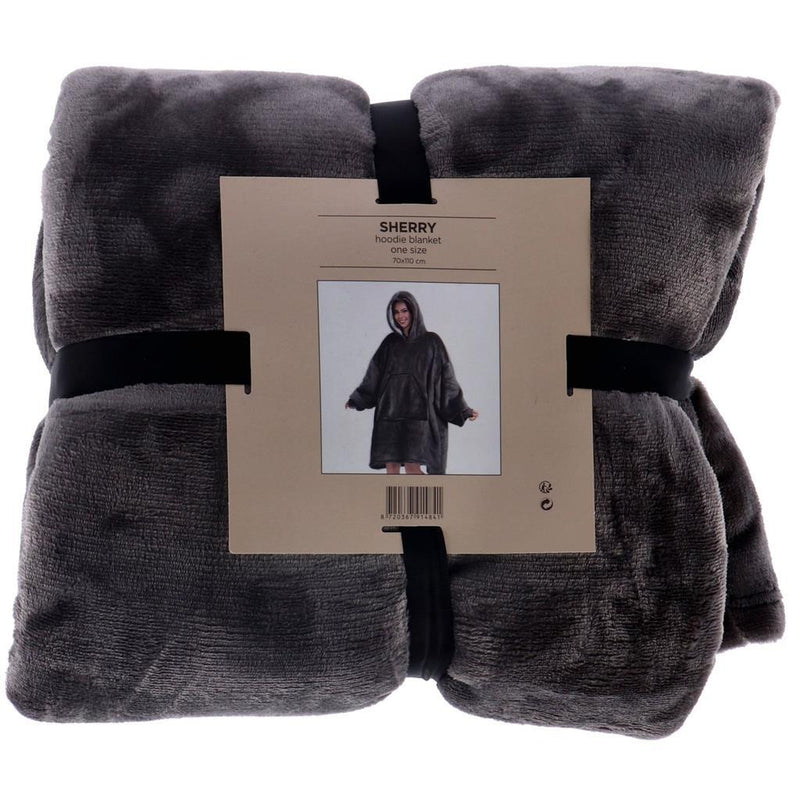 Load image into Gallery viewer, Overige merken hoodie plaid sherry 70x110 cm charcoal grey
