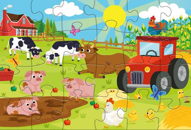 Rebo legpuzzel 2x24 stukjes - farm anima