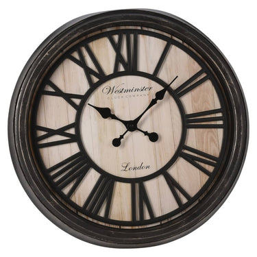 H S Collection H S Collection Wandklok London Romeinse cijfers zwart en naturel