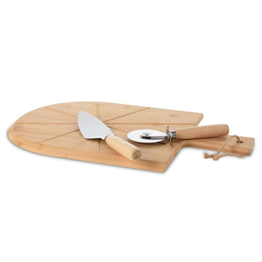 Excellent houseware 3-delige pizzasnijset 43x30 cm bamboe